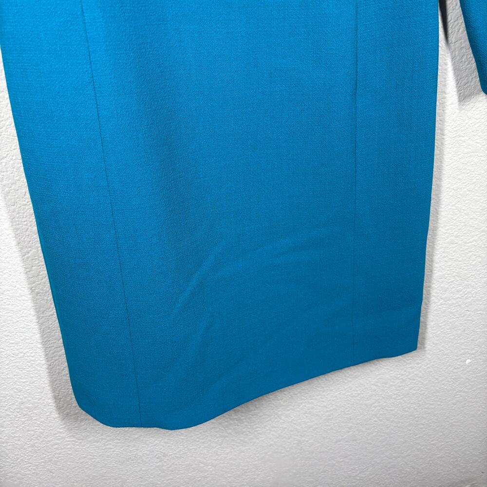 Tom And Linda Platt Size 4 Sheath Knee Length Dress Blue Crew Neck Long Sleeves - Picture 3 of 7